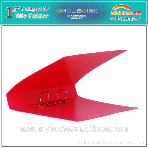 Durable Hard Plastic Loose Leaf 2 D Ring Binder Folder